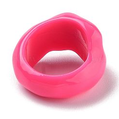 樹脂フィンガー指輪  プラスチックラインストーン付き  長方形  ショッキングピンク  usサイズ7 1/4(17.5mm)&nbsp;X-RJEW-Z007-05A