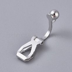 真鍮のクリップオンイヤリングのパーツ。ループ付き  カドミウムフリー＆鉛フリー  プラチナ  16x6x8mm  穴：1.6mm&nbsp;KK-WH0033-64P