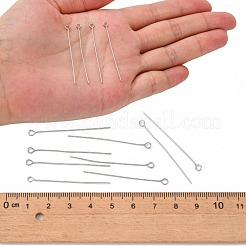 変色しにくいステンレススチール製アイピンジュエリー金具  40x0.6mm  穴：2mm&nbsp;X-STAS-E013-0.6x40mm