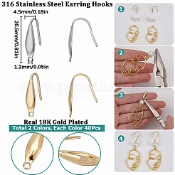 80Pcs 2 Colors 316 Surgical Stainless Steel Earring Hooks&nbsp;STAS-SC0005-66