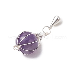 4Pcs 4 Styles Natural Carnelian & Rose Quartz & Green Aventurine & Amethyst Hot Air Balloon Pendants&nbsp;PALLOY-TA00227