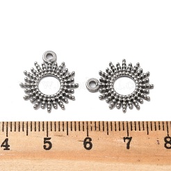 304ステンレスペンダント  太陽のチャーム  変色防止  ステンレス鋼色  17.5x15x1mm  穴：1.6mm&nbsp;STAS-V002-06P