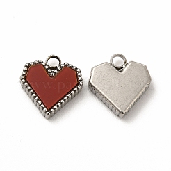 304ステンレスペンダント  アクリルと  ハート  ファイヤーブリック  12x11x3mm  穴：2mm&nbsp;STAS-A076-06P-02