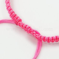 DIYブレスレット作り用編み込みナイロンコード  ショッキングピンク  100~110x5x2mm  穴：2~4mm&nbsp;AJEW-M001-08A