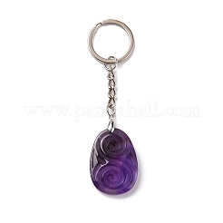 Natural Amethyst Teardrop with Spiral Pendant Keychain&nbsp;KEYC-A031-02P-04