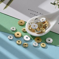 48個2サイズ2色真鍮スペーサービーズセット  フラットラウンド  ミックスカラー  6mm / 8mm  厚さ1.5mm  穴：2mm&nbsp;KK-LS0001-03