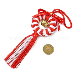 Handmade Macrame Cotton Christmas Wreath Pendant Decoration&nbsp;HJEW-JM02654