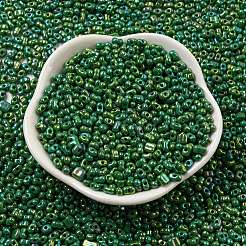 ガラスシードビーズ  不透明な色の虹  ピーナッツ  濃い緑  4x2x2mm  穴：0.8mm  約8000個/ポンド&nbsp;SEED-K009-09A-01
