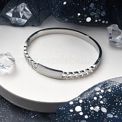 女性用304ステンレススチールヒンジ付きバングル  艶消し  長方形  ステンレス鋼色  内径：2-1/4x1-7/8インチ（5.8x4.9cm）&nbsp;BJEW-A011-21P