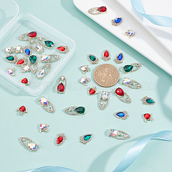 40Pcs 10 Style Alloy Rhinestone Cabochons&nbsp;ALRI-GA0001-01