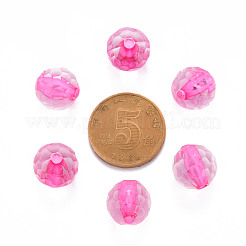 透明なアクリルビーズ  ラウンド  多面カット  ショッキングピンク  12x11.5mm  穴：1.8mm  約550個/500g&nbsp;TACR-S154-10A-82
