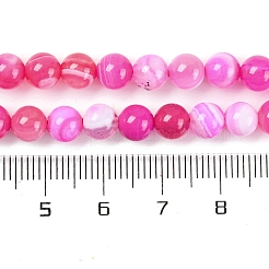 天然石縞瑪瑙/バンデットアゲートビーズ連売り  染め  ラウンド  マゼンタ  6mm  穴：1.2mm  約61~62個/連  14.37~14.76''（36.5~37.5センチメートル）&nbsp;X-G-H037-A02-02