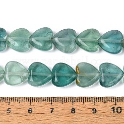 天然のグリーンフローライトビーズ連売り  ハート  11~12x12x5~6mm  穴：1.4mm  約33個/連  14.57''（37センチメートル）&nbsp;G-T142-64A