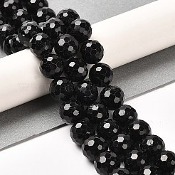 天然石ブラックトルマリンビーズ連売り  多面カットラウンド  9.8~10.8mm  穴：1mm  約38個/連  15.16''（38.5センチメートル）&nbsp;G-K345-A04-03
