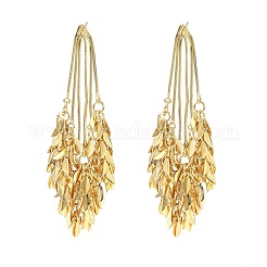 Alloy Leaf Tassel Dangle Stud Earrings for Women&nbsp;EJEW-G435-02G