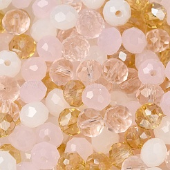 ガラスビーズ  多面カット  ロンデル  ピンク  6x5mm  穴：1mm  約280個/60g&nbsp;EGLA-A034-SM6mm-59