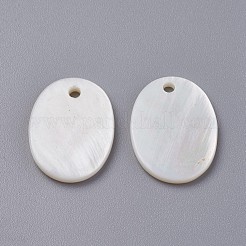 淡水シェルペンダント  オーバル  19~20x14~15x2mm  穴：2mm&nbsp;SHEL-G011-02