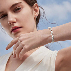 8個 8スタイル クリスタルラインストーン テニスブレスレット  CCB プラスチック ビーズ ストレッチ ブレスレット  女性用真鍮の薄いプレーンバングル  プラチナ  内径：1-7/8~2-3/8インチ（4.8~5.95cm）  1個/スタイル&nbsp;BJEW-AN0001-52