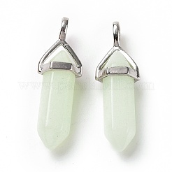 ルミナス/グロー ブレット ガラス ポインテッド ペンダント  プラチナトーンの真鍮パーツ  鉛フリー及びカドミウムフリー  ライトシアン  28~29.5x9~9.5x8mm  穴：4.5x3mm&nbsp;GLAA-K058-01P-02