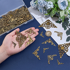 DIYジュエリー作りパーツキット  鉄製の細工細工ジョイナーと合金鉄製のカボションセッティングを含む  ミックスカラー  79x47mm&nbsp;DIY-PH0030-03A
