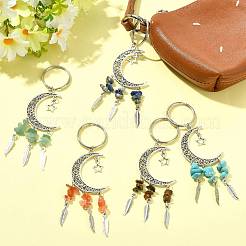 7Pcs 7 Colors Alloy Moon with Star Pendant Keychains&nbsp;KEYC-FS00045