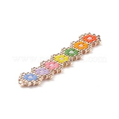 手作り織機模様ミユキシードビーズ  花模様の長方形  カラフル  41x8.5x2mm  穴：0.8mm&nbsp;PALLOY-MZ00047-01