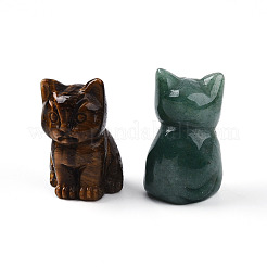 天然宝石で彫られた猫の像の装飾  ホームオフィスデスク風水装飾  13.5~15x18~19x29mm&nbsp;G-P525-11