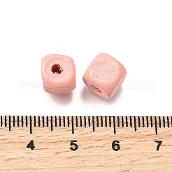 スプレー塗装木製ビーズ  正方形  ミスティローズ  8x8x8mm  穴：2.5~3mm&nbsp;WOOD-P021-01B-25