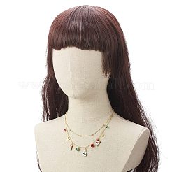 Brass Satellite Chains Double Layer Necklace&nbsp;NJEW-TA00072