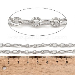 304ステンレススチールアズキチェーン  溶接されていない  テクスチャ付き楕円形  スプールで  ステンレス鋼色  5~7x4x1mm&nbsp;CHS-P025-01P