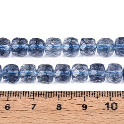 K9ガラスビーズ連売り  天然石風  キューブ  多面カット  ライトスチールブルー  7~7.5x7~7.5x7~7.5mm  穴：1~1.2mm  約54~56個/連  14.57~15.16インチ（37~38.5cm）&nbsp;GLAA-N014-8x8mm-04