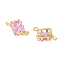 Brass Pave Cubic Zirconia Rectangle Connector Charms&nbsp;KK-P347-05G