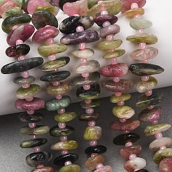 天然のマルチカラートルマリンビーズ連売り  ディスク  ヒシビーズ  8.5~15.5x8.5~15.5x2.5~6.5mm  穴：0.8~1mm  約65~68個/連  15.63''（39.7cm）〜15.94''（40.5cm）&nbsp;G-D110-I02-01