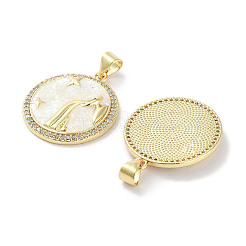 Brass Micro Pave Clear Cubic Zirconia Pendants&nbsp;KK-L213-010G-07