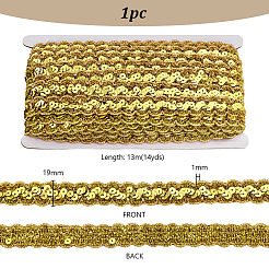 Sparkle Wave Pattern Metallic Polyester Lace Ribbon&nbsp;OCOR-WH0047-73A-05