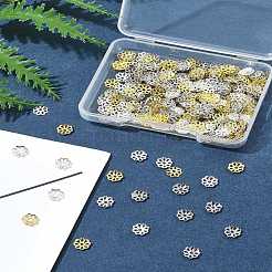 300 個 3 スタイル真鍮ビーズキャップ  花  ミックスカラー  6x1.5mm  穴：0.8mm  100個/スタイル&nbsp;IFIN-FS0001-43