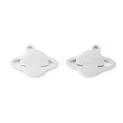 変色しない304ステンレススチールチャーム  レーザー切断  惑星  ステンレス鋼色  12.5x9x1.1mm  穴：1.2mm&nbsp;STAS-O142-33P
