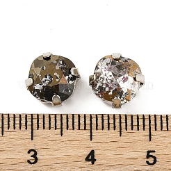 縫い付けラインストーン  ガラスクリスタルラインストーンマルチ連リンク  真鍮製爪付き台座付き  衣料品アクセサリー  多面カット  正方形  プラチナ  9x9x5.5mm  穴：0.8mm&nbsp;EGLA-F162-07P-01