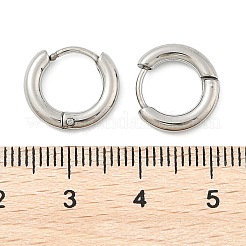 変色しにくい304ステンレススチールフープピアス  手動研磨ハギーイヤリング  ステンレス鋼色  10ゲージ  13x2.5mm  ピン：0.9mm（±0.1mm）  内径：8mm&nbsp;EJEW-P177-P-13