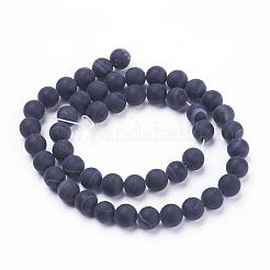 Natural Dyed & Heated Black Striped Agate/Banded Agate Beads Strands&nbsp;G-F520-50-6mm