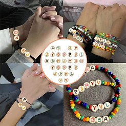 Alloy Enamel Letter Beads&nbsp;ENAM-CJ0001-24