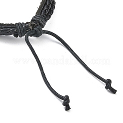 PU Leather & Waxed Cords Triple Layer Multi-strand Bracelets&nbsp;BJEW-G709-07