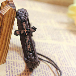 Adjustable Iron Braided Leather Cord Bracelets&nbsp;X-BJEW-P0001-02A