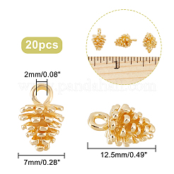 真鍮製チャーム20個  松ぼっくり  18KGP本金メッキ  12.5x7mm  穴：2mm&nbsp;KK-DC0002-28