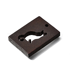 ウッドペンダント  ココナッツブラウン  猫の形のチャーム  39.5x29.5x5mm  穴：2.5mm&nbsp;WD-CBA27E8-01F