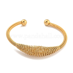 Ion Plating(IP) Hollowed 304 Stainless Steel Cuff Bangles&nbsp;BJEW-P331-09G