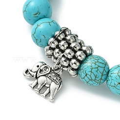Dyed Synthetic Howlite Elephant Stretch Bracelets&nbsp;BJEW-JB01338