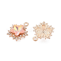 合金ガラスペンダント  ラインストーン付き  カドミウムフリー＆鉛フリー  スターのチャーム  ミックスカラー  20x17x6mm  穴：2mm&nbsp;PALLOY-N176-58KCG
