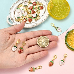 20個 2スタイル イチゴ合金エナメルペンダント装飾  合金製カニカン付き  ミックスカラー  30mm  10個/スタイル&nbsp;HJEW-YW00276