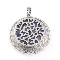 Natural Blue Spot Jasper Pendants with Hollow Platinum Brass Findings&nbsp;G-P448-A10-P